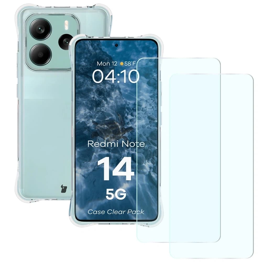 Bizon Case Clear Pack pouzdro + 2x sklo na displej Xiaomi Redmi Note 14 5G