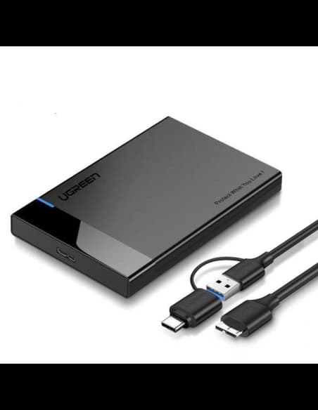 Externí pouzdro pro HDD/SSD 2,5" UGREEN US221, SATA, USB 3.0 + USB-C na micro USB 3.0