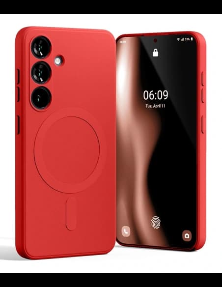 Mercury MagSafe Polosilikonový kryt pro Samsung Galaxy S25 červený