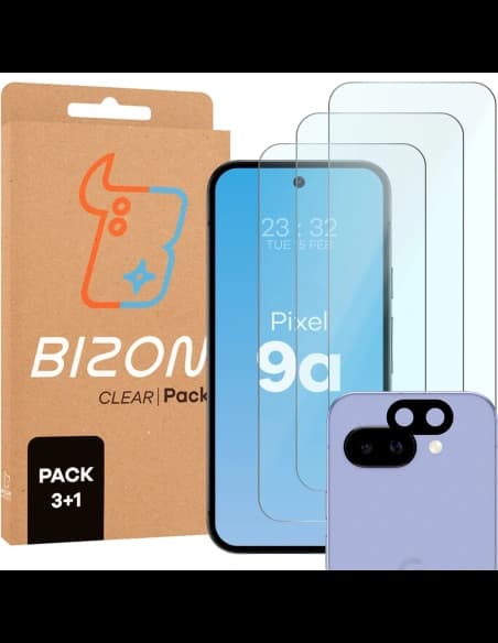 Bizon Glass Clear 2 Pack 3x tempered glass + 1x lens protection Pixel 9a