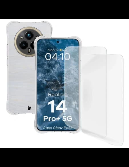 Bizon Case Clear Pack Hülle + 2x Displayschutzfolie Realme 14 Pro+ Plus 5G