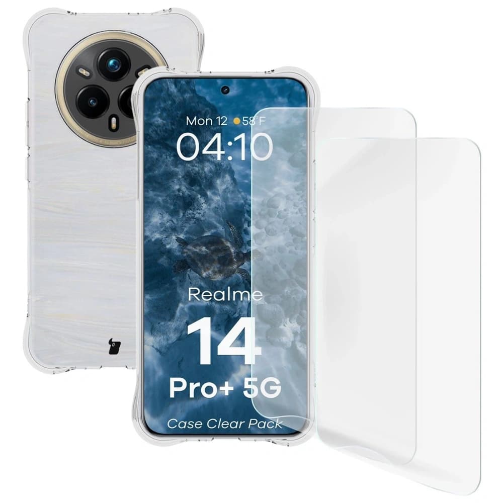Bizon Case Clear Pack Hülle + 2x Displayschutzfolie Realme 14 Pro+ Plus 5G
