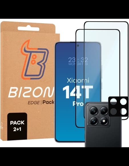 Bizon Edge 2 Pack 2x tvrzené sklo + 1x ochrana objektivu Xiaomi 14T Pro