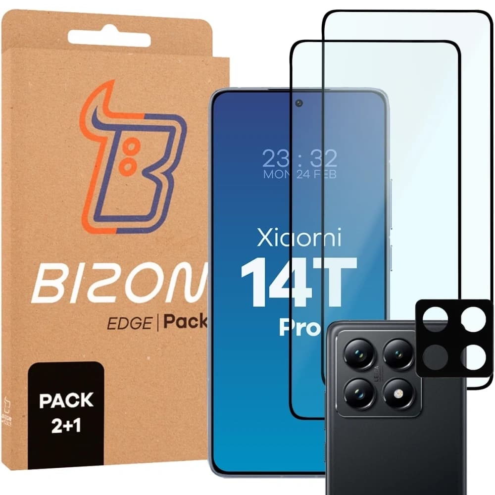 Bizon Edge 2 Pachet 2x sticlă temperată + 1x protecție pentru lentile Xiaomi 14T Pro