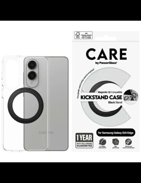 CARE by PanzerGlass Funkció Fekete Állvány & QI Samsung Galaxy S25 Edge átlátszó
