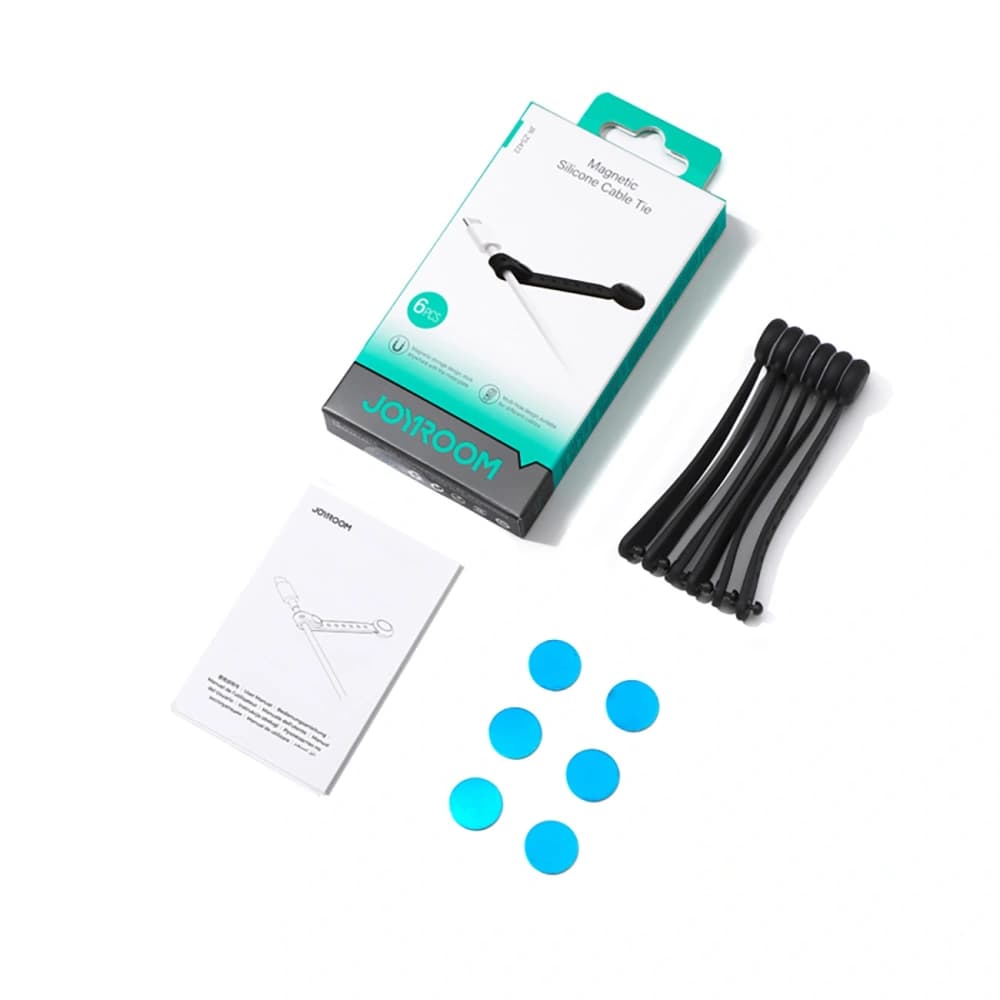 Joyroom JR-ZS422 Silicone Cable Strap with Magnet Black [6 PACK] - 3