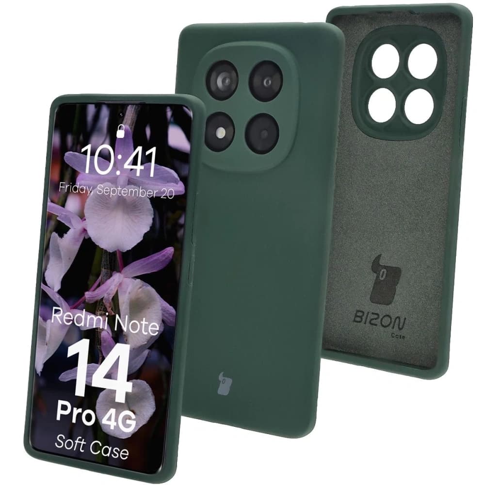 Husă Bizon Soft pentru Xiaomi Redmi Note 14 Pro 4G verde închis