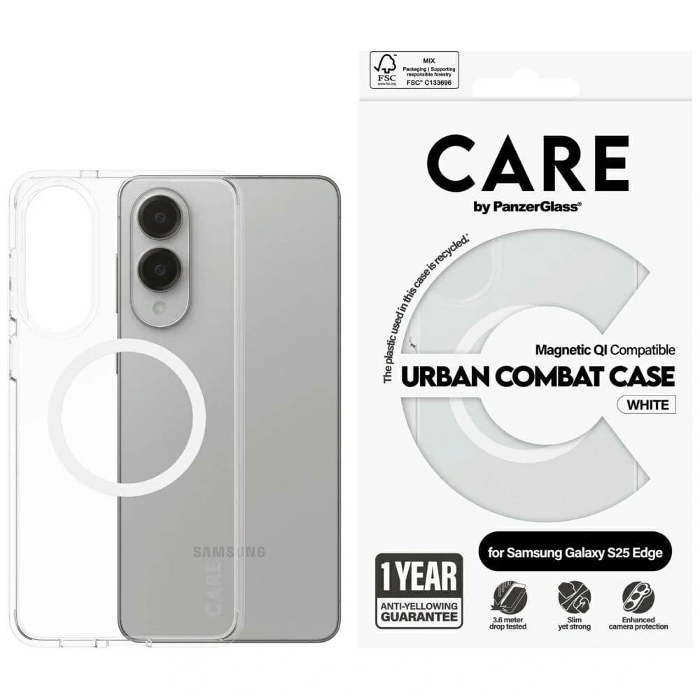 CARE by PanzerGlass Flagship Urban Combat White QI Samsung Galaxy S25 Edge átlátszó - 1