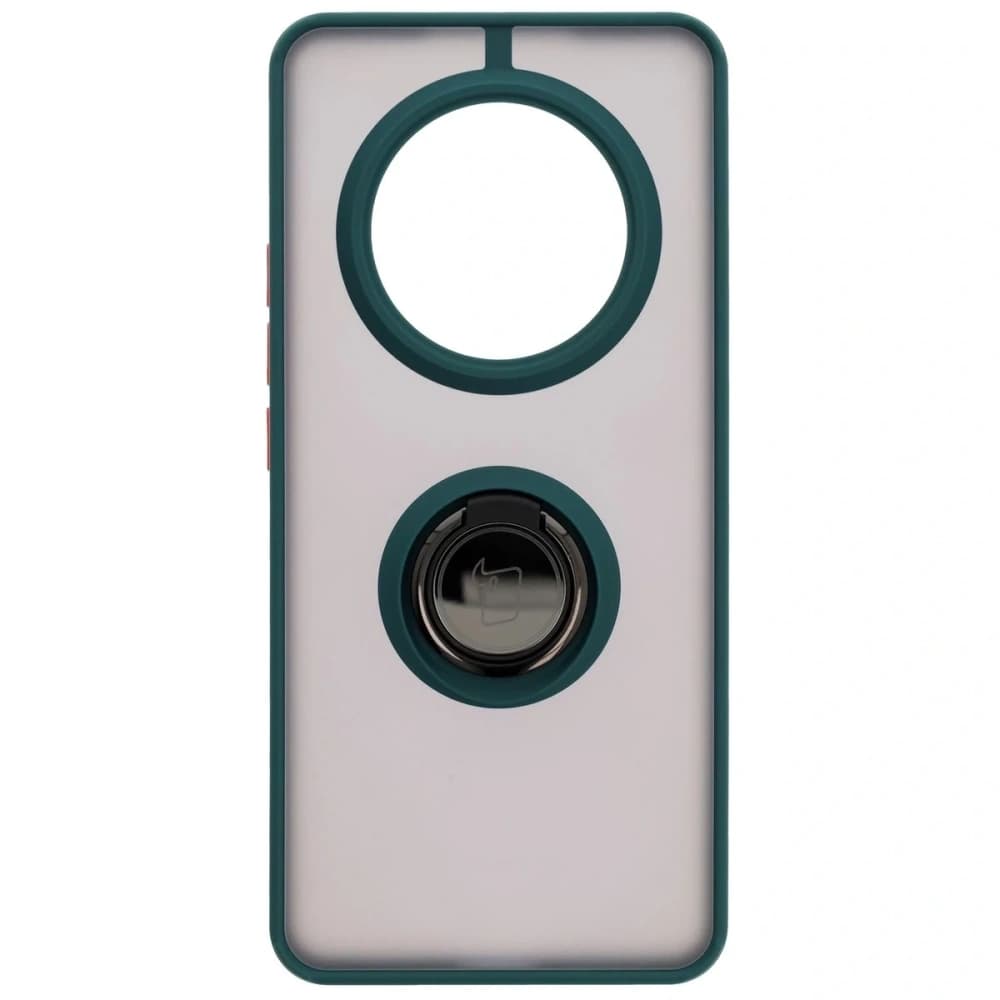 Caz Bizon Hybrid Ring Realme 14 Pro 5G fumuriu cu un cadru verde închis - 2