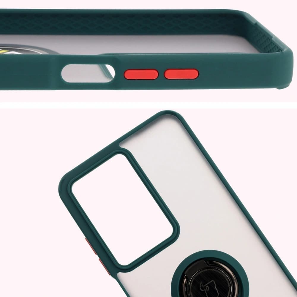 Bizon Case Hybrid Ring Realme C75 4G / 14x 5G fumuriu cu un cadru verde închis - 3