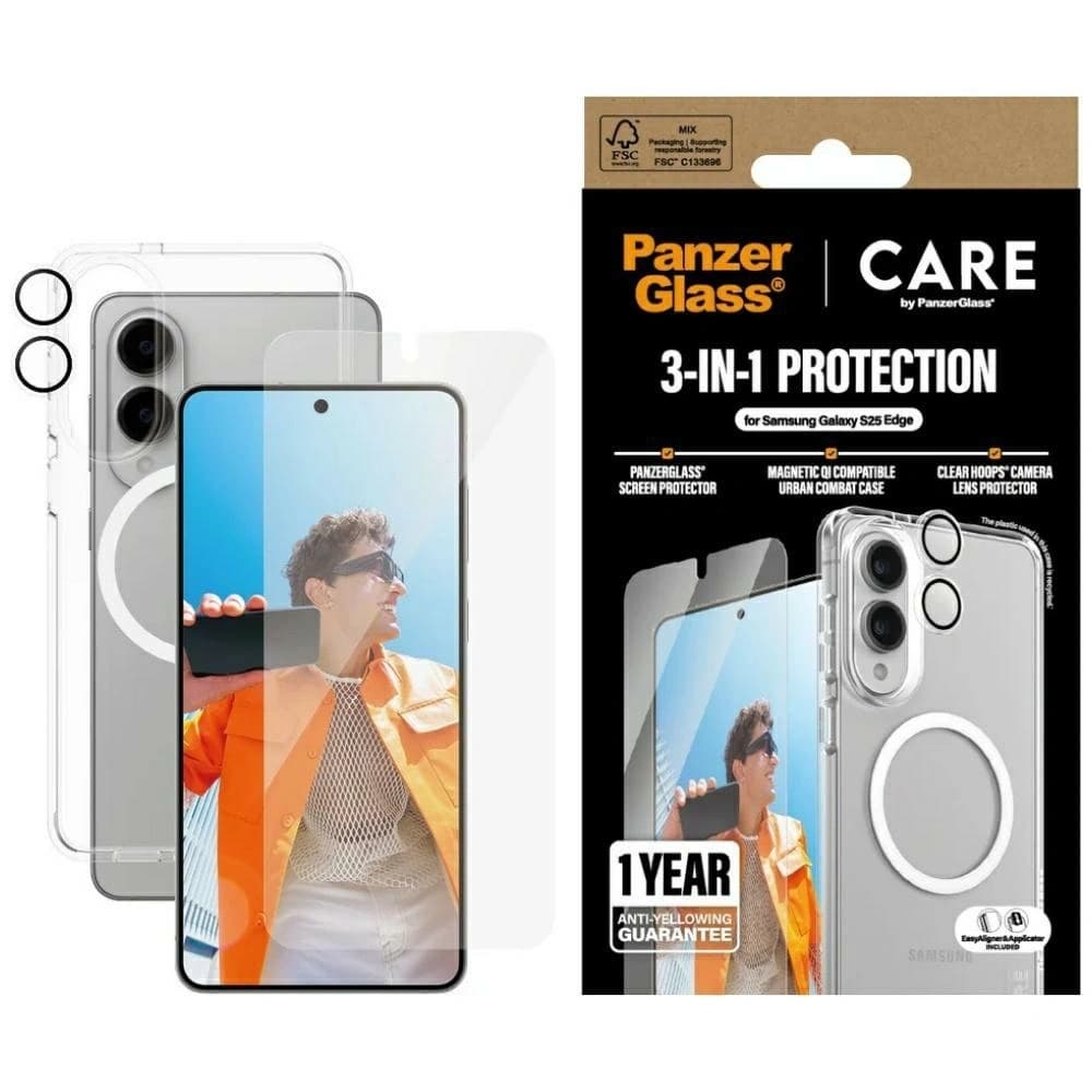 CARE von PanzerGlass Flagship 3in1 Set Samsung Galaxy S25 Edge