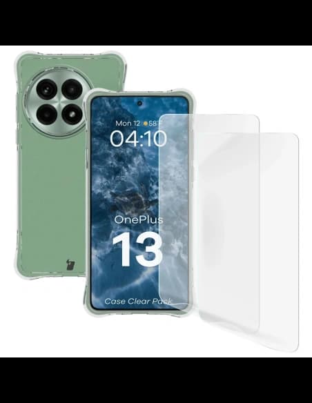 Bizon Case Clear Pack flexible case + 2x screen film OnePlus 13