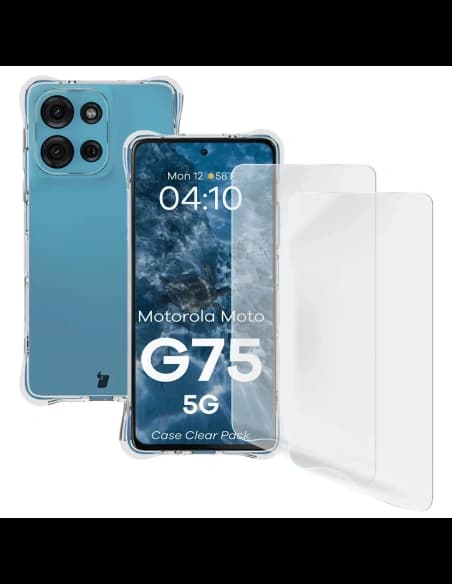 Bizon Case Clear Pack flexible case + 2x screen film Motorola Moto G75 5G