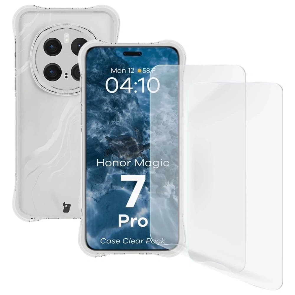 Bizon Case Clear Pack rugalmas tok + 2x kijelzőfólia Honor Magic7 Pro - 1