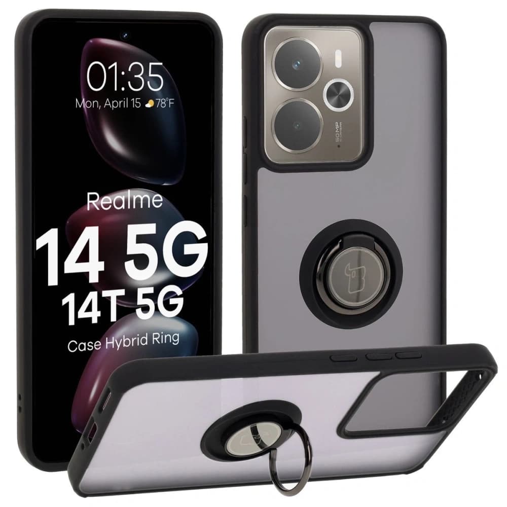 Bizon Case Hybrid Ring Realme 14 5G / 14T 5G kouřový s černým rámem - 1