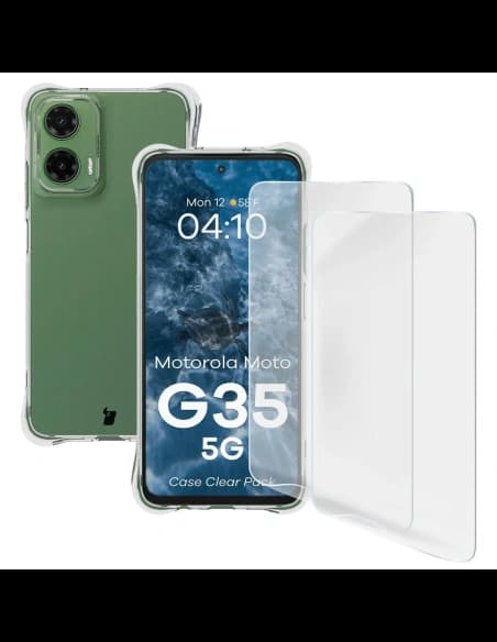 Bizon Case Clear Pack pouzdro + 2x ochranná fólie na displej Motorola Moto G35 5G