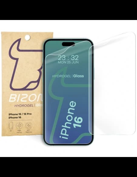 Bizon Glass Hydrogel Elülső Apple iPhone 15 / 15 Pro / 16 [2 CSOMAG]