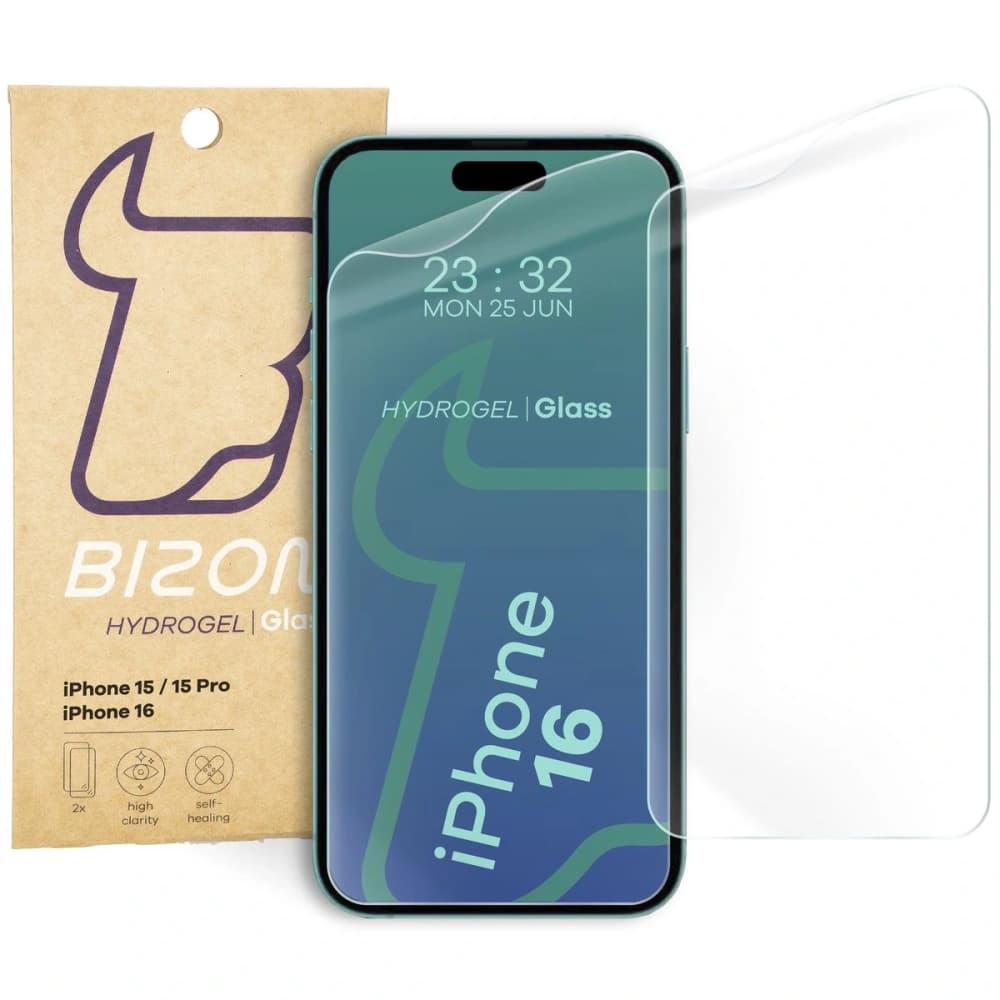 Bizon Glass Hydrogel Elülső Apple iPhone 15 / 15 Pro / 16 [2 CSOMAG] - 1