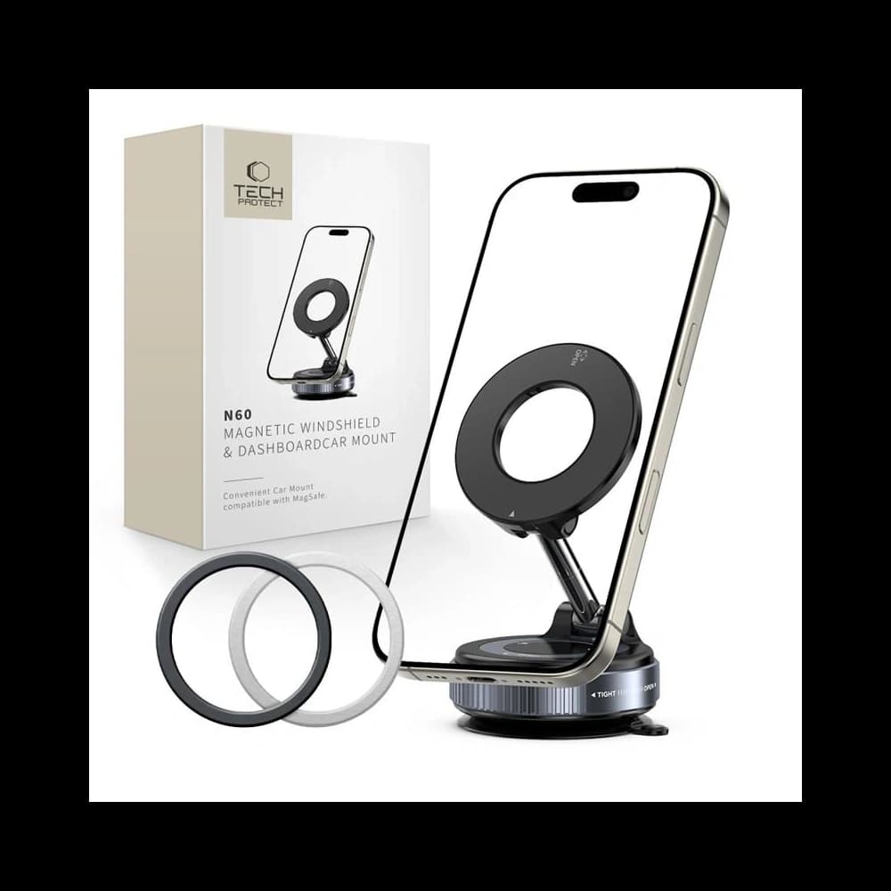 Tech-protect N60 Magnetic Magsafe Windshield & Dashboard Car Mount Black - 1