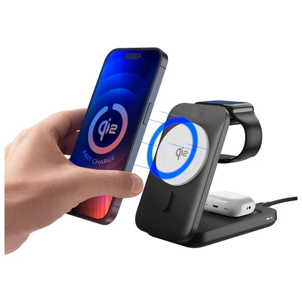 3MK MagRocket 3-in-1 15W Qi2 MPP Schwarz Wireless Charger - 6