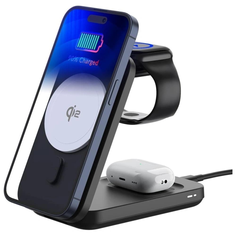 3MK MagRocket 3-in-1 15W Qi2 MPP Schwarz Wireless Charger - 8