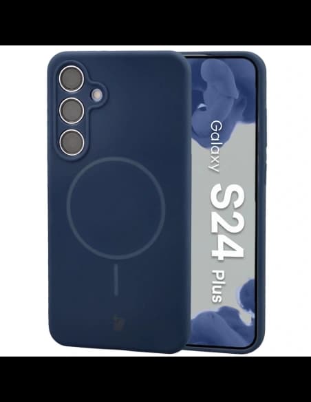 Husa moale Bizon cu magnet pentru Samsung Galaxy S24+ Plus albastru marin