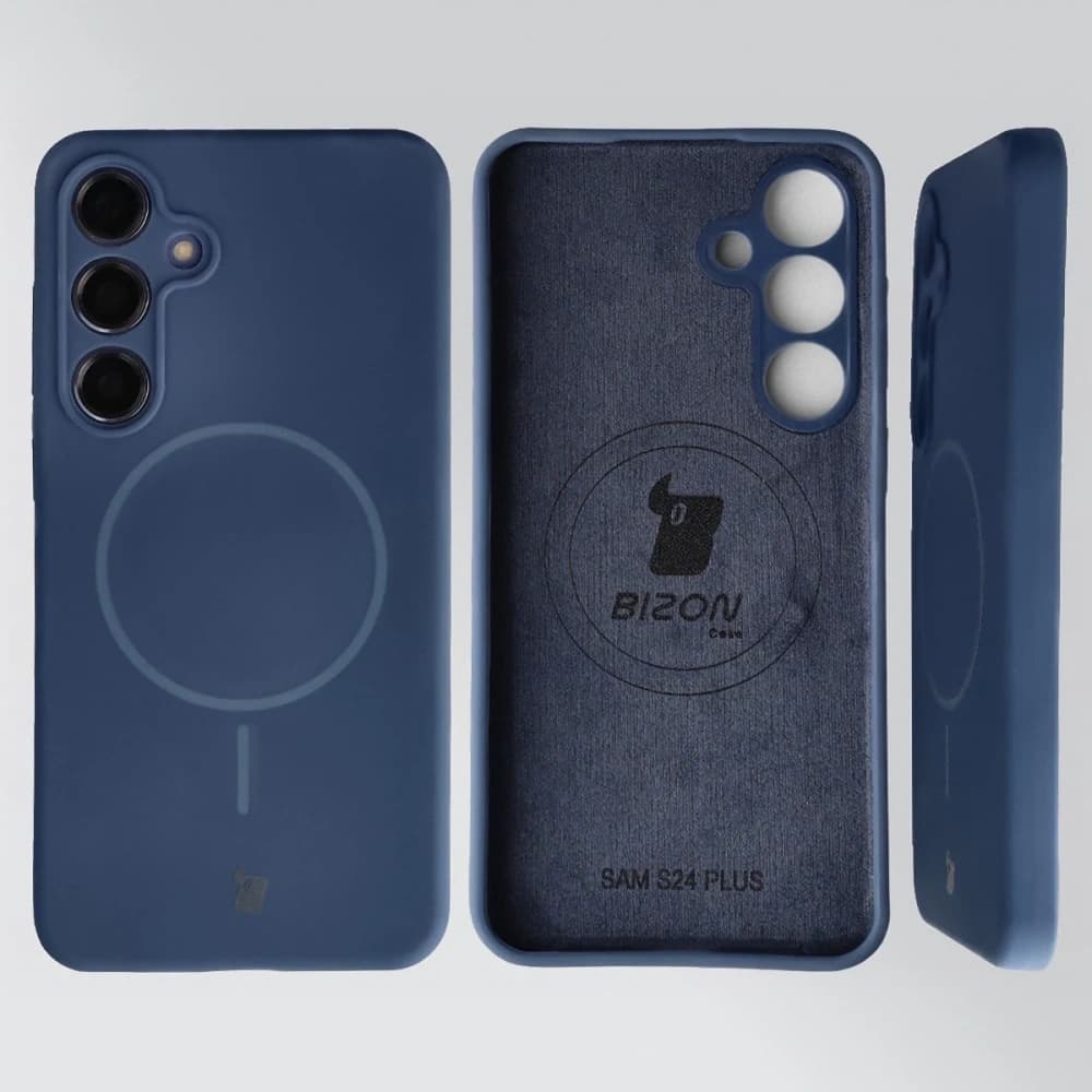 Husa moale Bizon cu magnet pentru Samsung Galaxy S24+ Plus albastru marin - 5