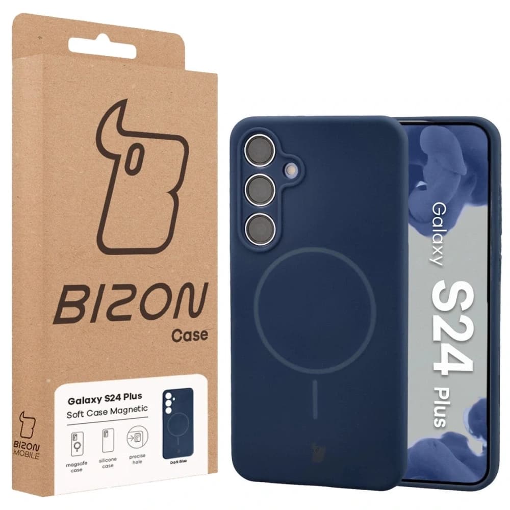 Husa moale Bizon cu magnet pentru Samsung Galaxy S24+ Plus albastru marin - 8