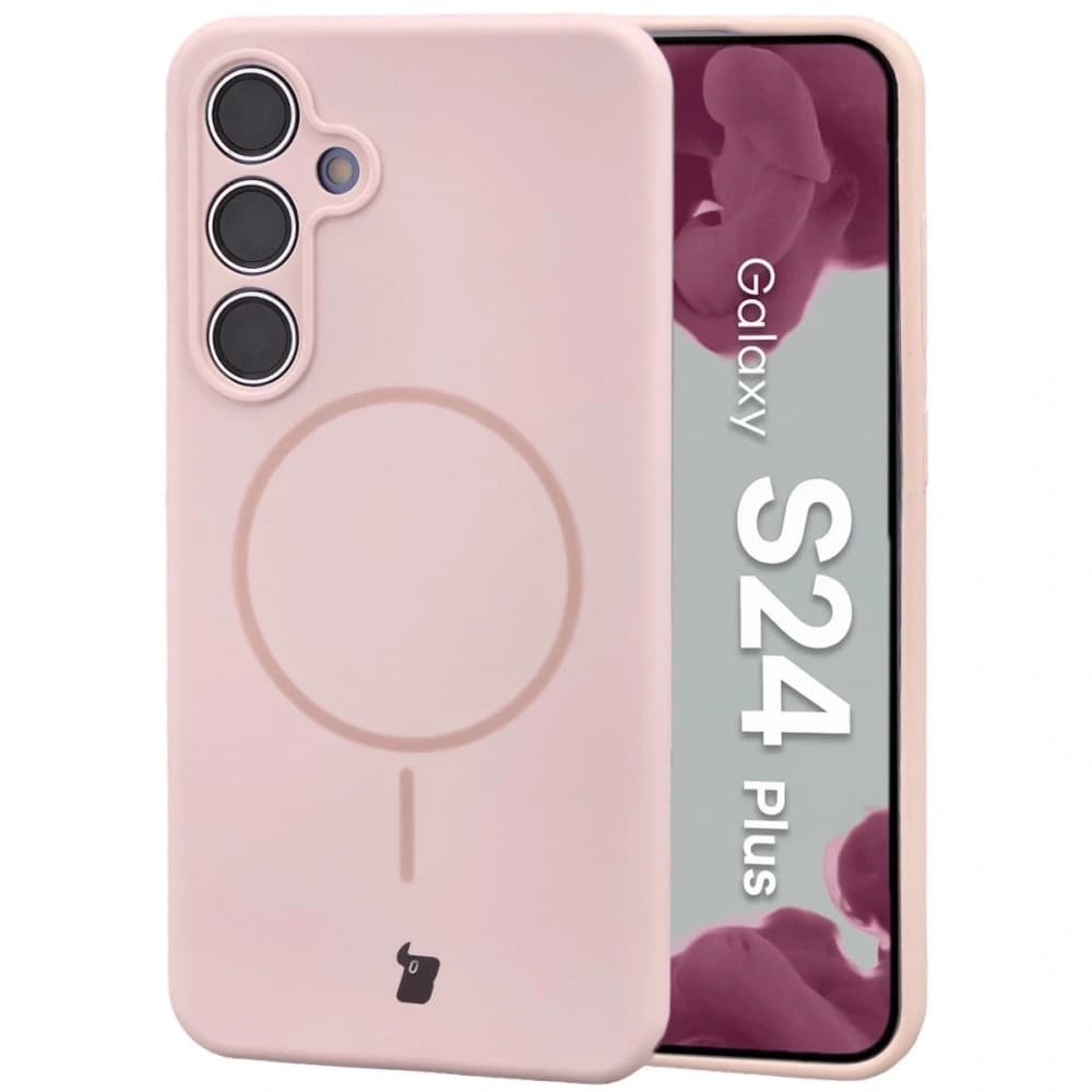 Husa moale Bizon cu magnet pentru Samsung Galaxy S24+ Plus roz deschis - 1