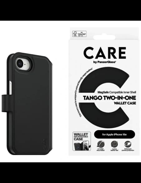 CARE de PanzerGlass Caracteristică Tango 2w1 Wallet MagSafe Apple iPhone 16e negru