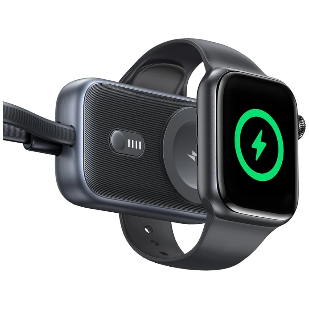 USAMS CD245 2-in-1 Wireless Charger für Apple Watch mit 1200mAh Power Bank + USB-C Kabel Titan - 3