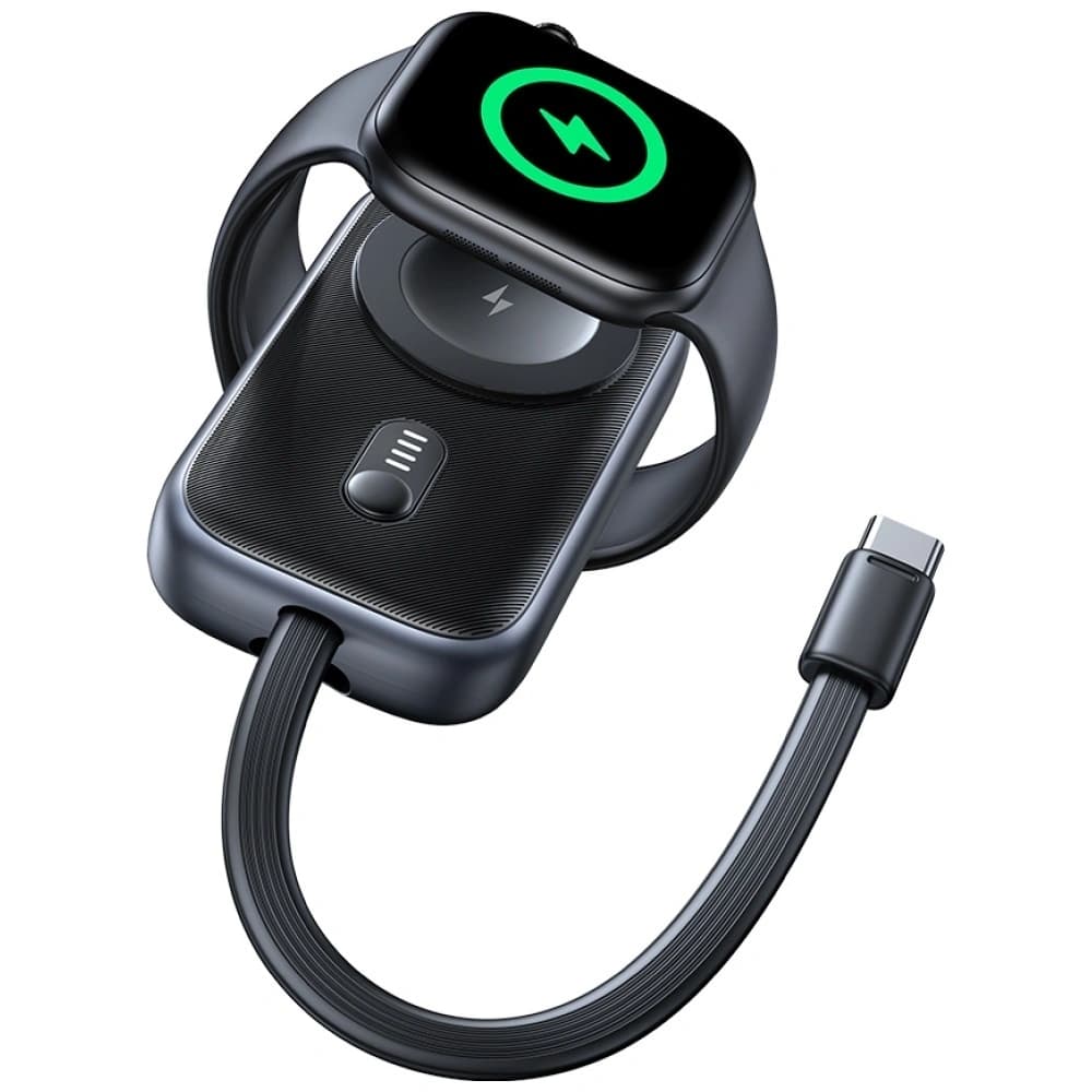 USAMS CD245 2-in-1 Wireless Charger für Apple Watch mit 1200mAh Power Bank + USB-C Kabel Titan - 4