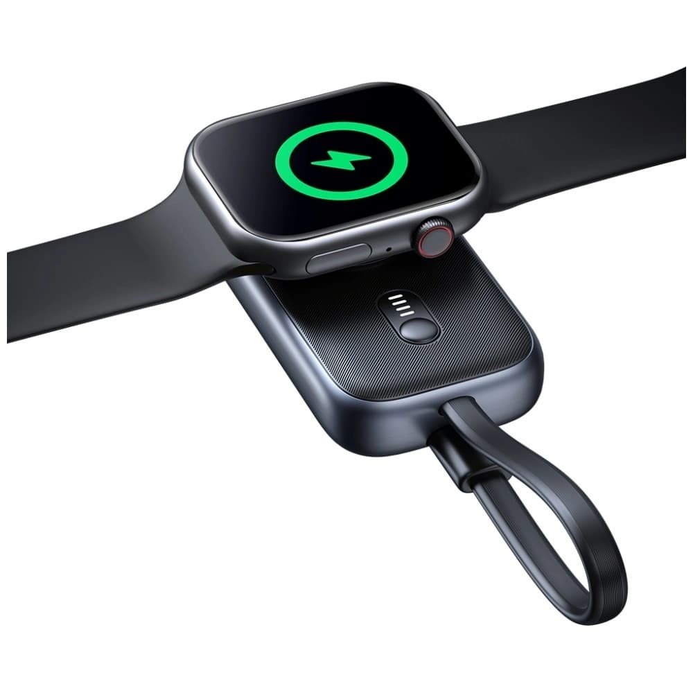 USAMS CD245 2-in-1 Wireless Charger für Apple Watch mit 1200mAh Power Bank + USB-C Kabel Titan - 5