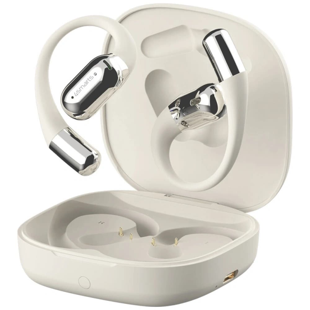 4smarts SkyBuds OWS Bezdrátová sluchátka s otevřeným uchem Bluetooth 5.4 s AI displejem béžová - 3