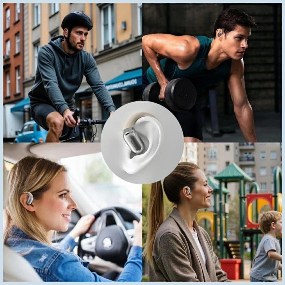 4smarts SkyBuds OWS Bezdrátová sluchátka s otevřeným uchem Bluetooth 5.4 s AI displejem béžová - 9