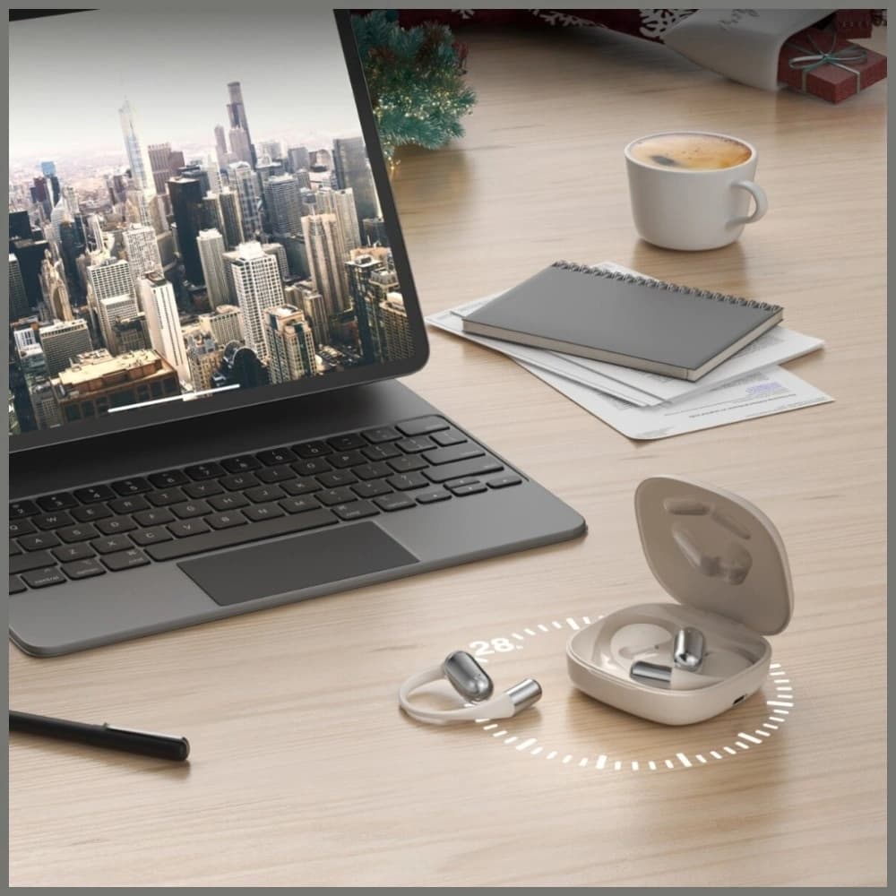 4smarts SkyBuds OWS Bezdrátová sluchátka s otevřeným uchem Bluetooth 5.4 s AI displejem béžová - 10