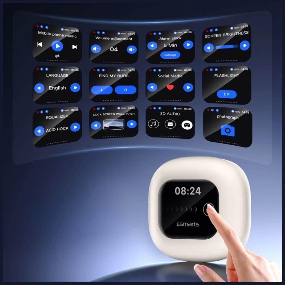 4smarts SkyBuds OWS Bezdrátová sluchátka s otevřeným uchem Bluetooth 5.4 s AI displejem béžová - 12