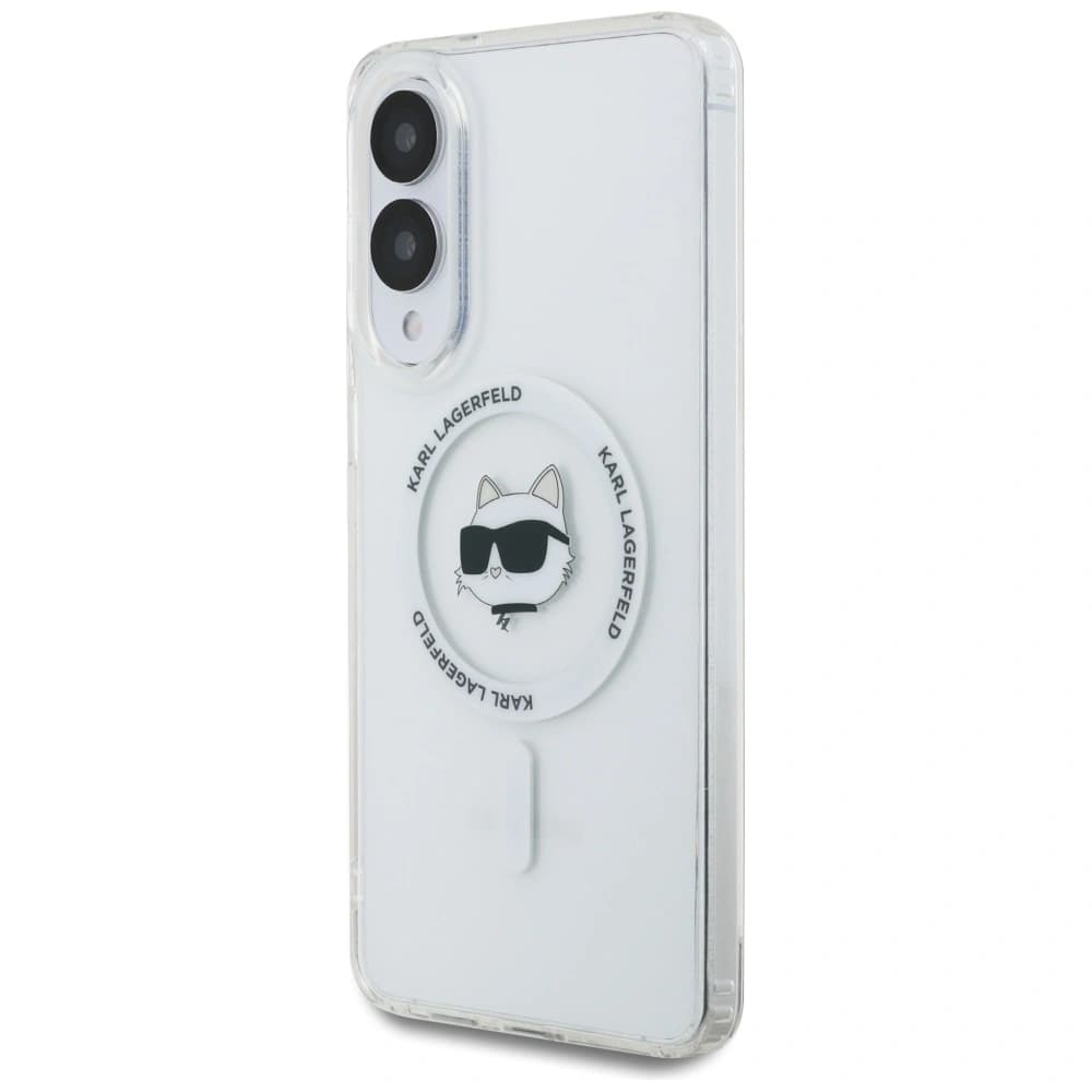 Karl Lagerfeld Button Choupette Kopf Gedrucktes Logo MagSafe Samsung Galaxy S25 Edge weiß - 2