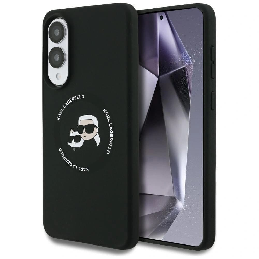 Karl Lagerfeld Silikon Doppelköpfe und Kreis MagSafe Samsung Galaxy S25 Edge schwarz