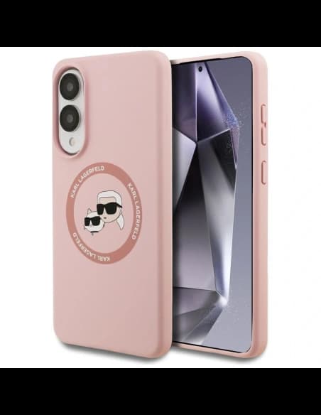 Karl Lagerfeld Silikon-Doppelköpfe und Kreis MagSafe Samsung Galaxy S25 Edge pink