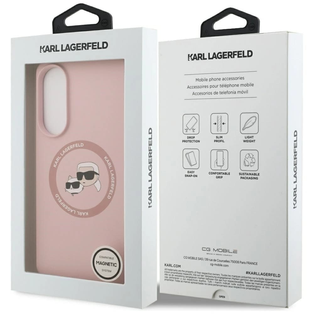 Karl Lagerfeld Silikon-Doppelköpfe und Kreis MagSafe Samsung Galaxy S25 Edge pink - 8
