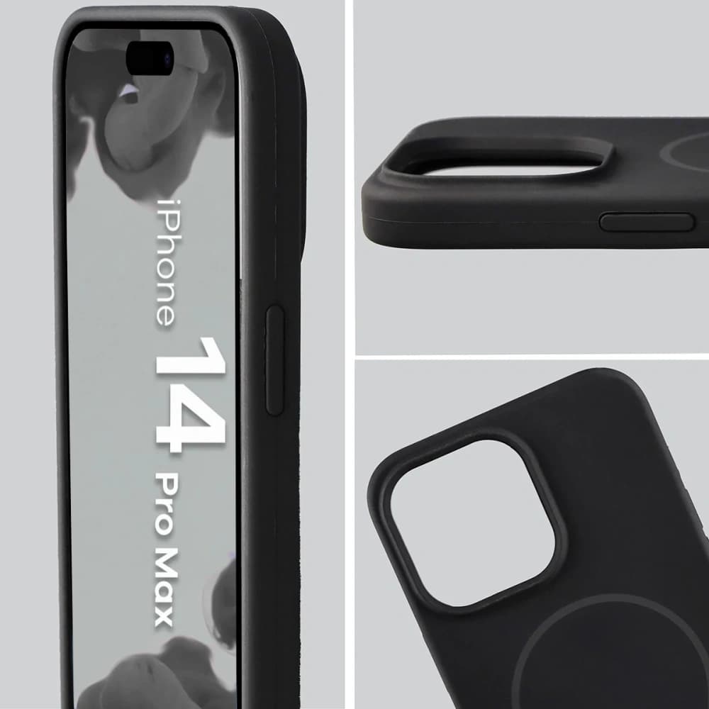 Silikonowe etui z pierścieniem magnetycznym Bizon Soft Case Magnetic do iPhone 14 Pro Max, czarne - 6