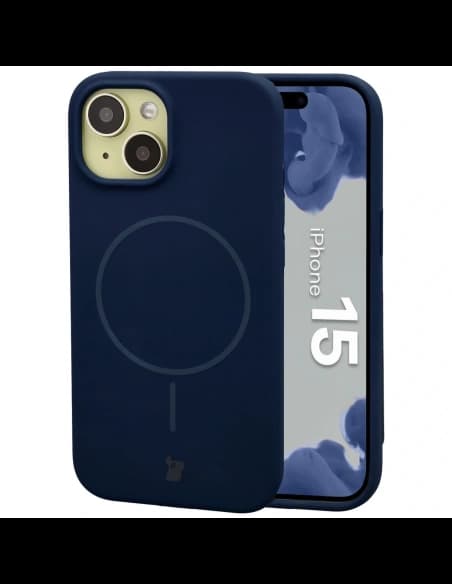 Husă moale Bizon cu magnet pentru Apple iPhone 15, albastru marin