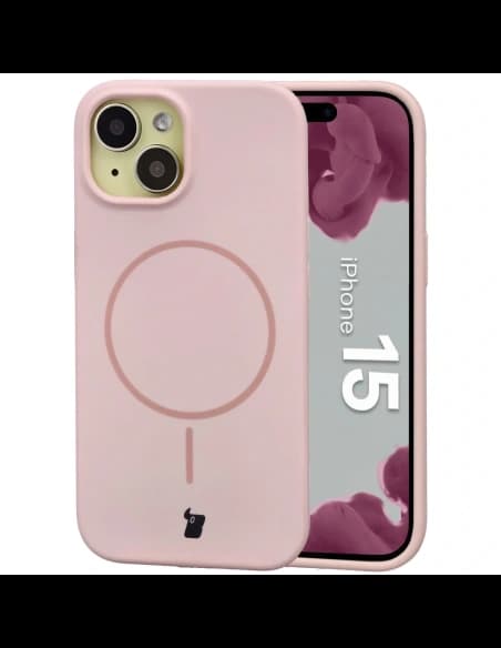Husă moale Bizon cu magnet pentru Apple iPhone 15 roz deschis