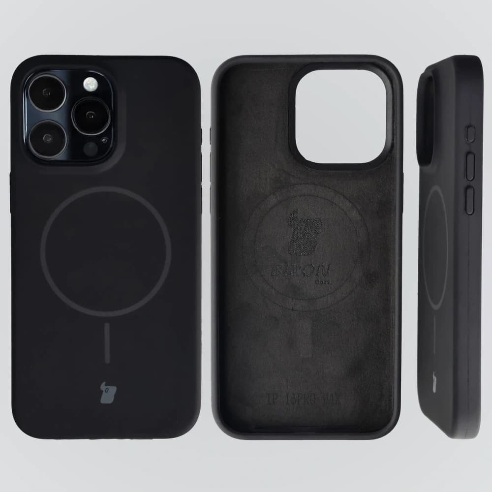 Silikonowe etui z pierścieniem magnetycznym Bizon Soft Case Magnetic do iPhone 15 Pro Max, czarne - 5