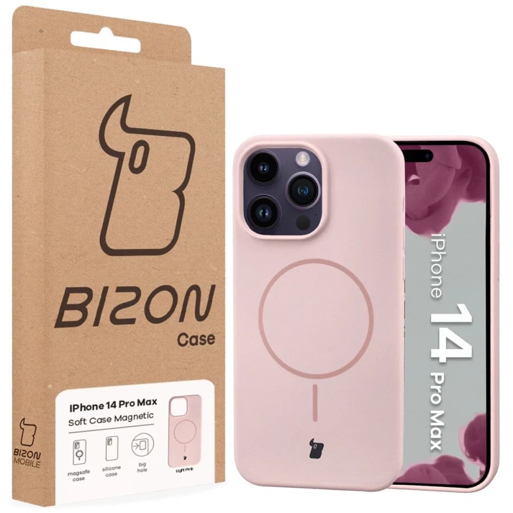 Husa moale Bizon cu magnet pentru Apple iPhone 14 Pro Max roz deschis - 8
