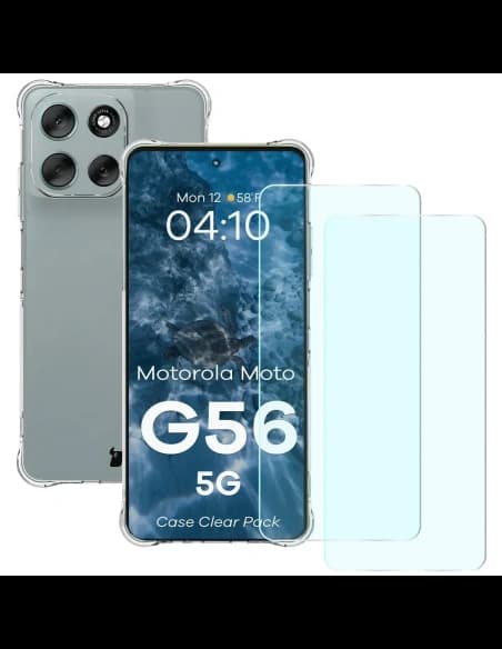 Bizon Case Clear Pack carcasă + 2x sticlă securizată Motorola Moto G56 5G