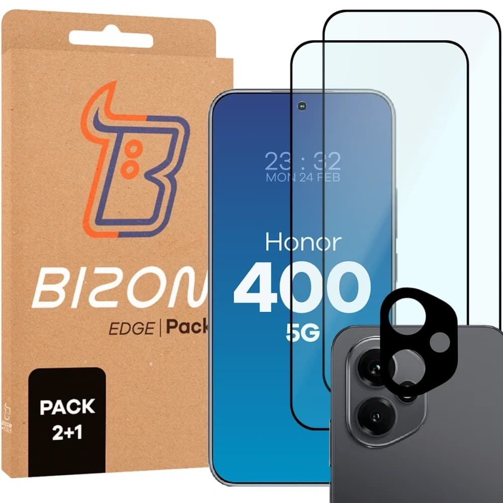 Bizon Edge 2 Pack 2x tvrzené sklo + 1x ochrana objektivu Honor 400 - 1