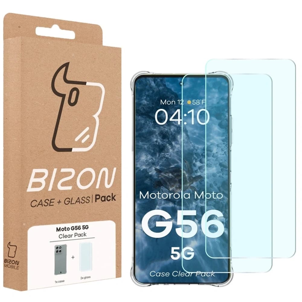 Bizon Case Clear Pack carcasă + 2x sticlă securizată Motorola Moto G56 5G - 9