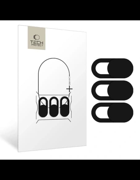 Tech-Protect Cam Fit+ Laptop Webcam Cover Black [3 PACK]